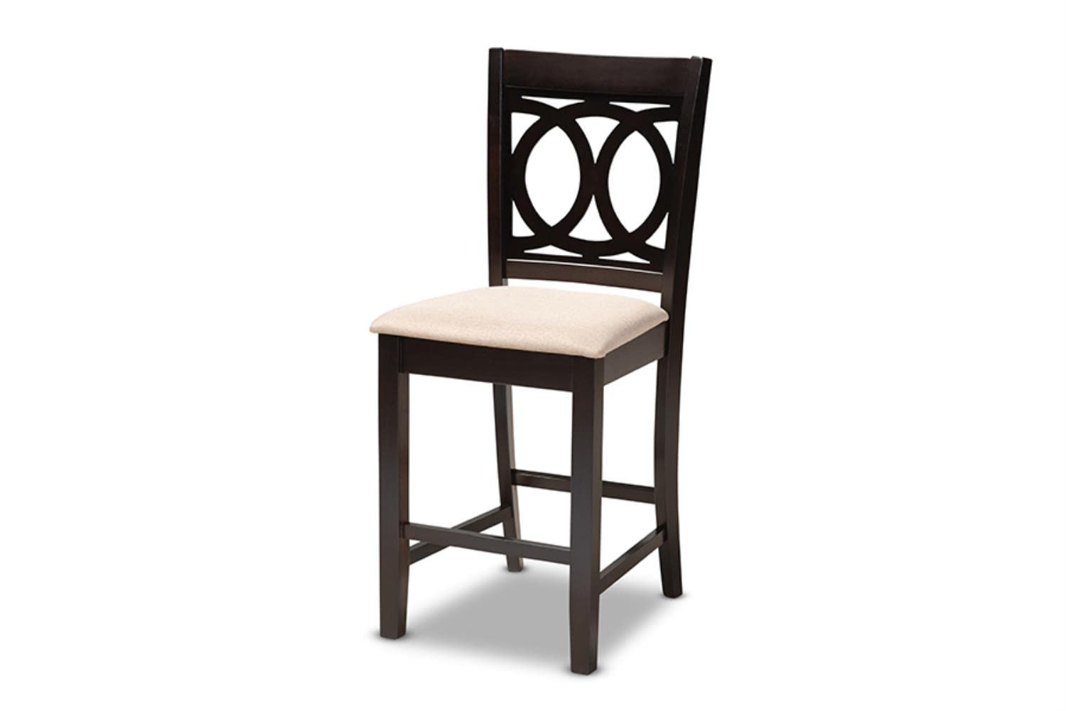 Baxton Studio Lenoir Modern and Contemporary Sand Fabric Upholstered Espresso Brown Finished 5-Piece Wood Pub Set